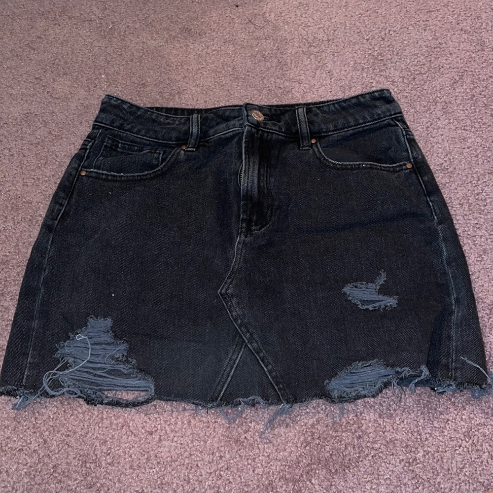 pacsun black denim skirt